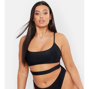 Boohoo plus size black cutout swimsuit